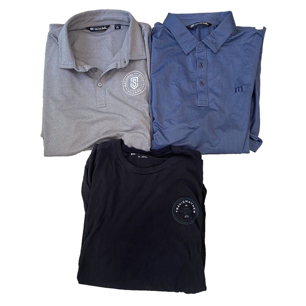 Lot (3) TRAVIS MATHEW Polo Shirts Men’s MEDIUM Short Sleeve Polos & Tee